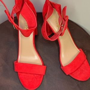Ruby Red Ankle Strap Heels